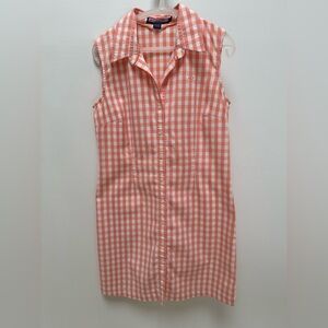 Vineyard Vines Peach Gingham Sleeveless Dress